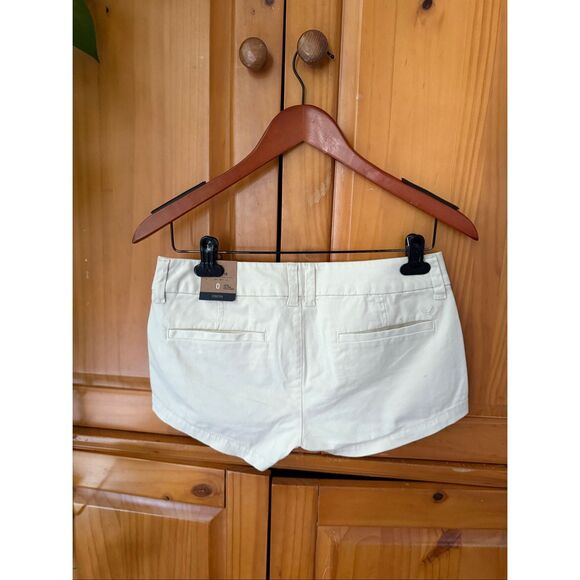 American Eagle Outfitters Shortie Stretch Shorts Size 0 NWT Cream Khaki Cotton - Picture 4 of 10